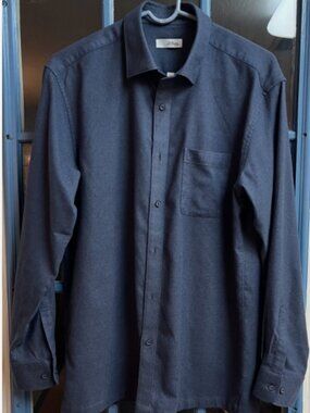 S.T. Dupont Classics – Men Size 105/L – Blue Long Sleeve Shirt